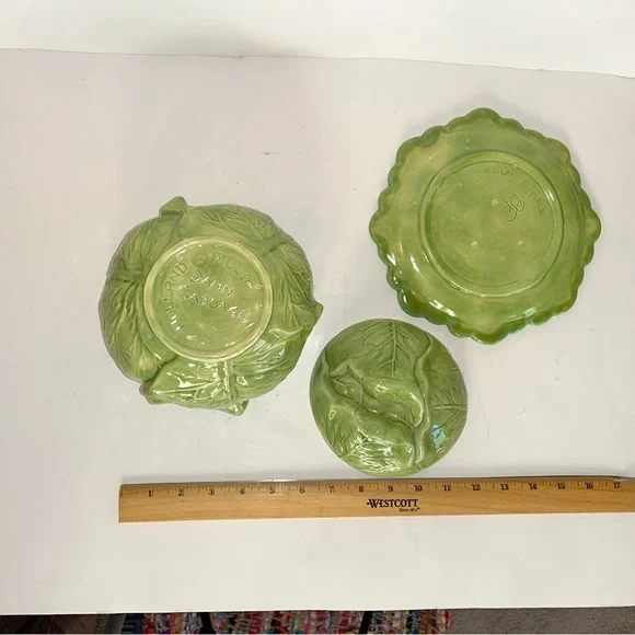 Vintage Holland Mold Cabbage Tureen 3pc Set Unique Inscription Farmhouse